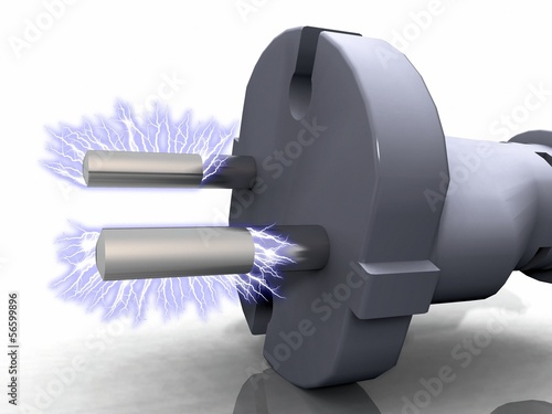 Illustration: Electric plug and electric arc Electric plug and electric arc