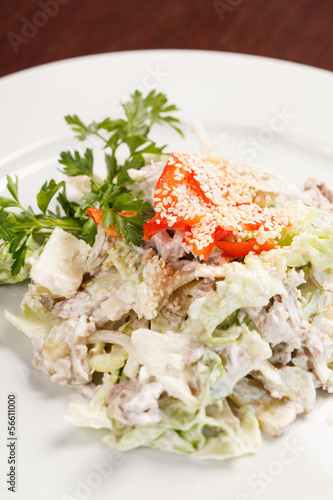 Photo: salad with chicken and mushrooms salad with chicken and mushrooms