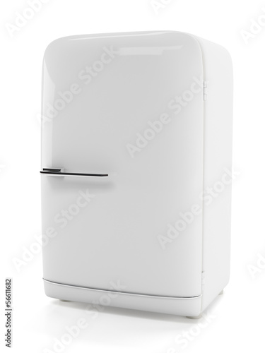 Illustration: Classic stylish fridge. White old style refrigerator isolated Classic stylish fridge. White old style refrigerator isolated