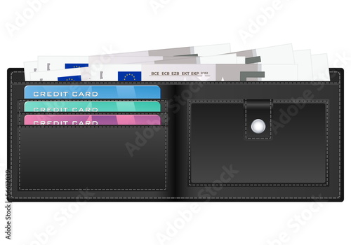 Vector: wallet with five euro banknote wallet with five euro banknote