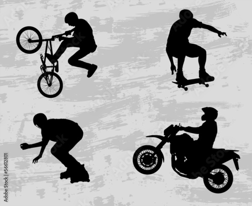 Vector: extreme sport silhouettes - vector extreme sport silhouettes - vector
