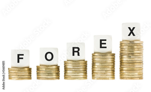 Photo: FOREX (Foreign Currency Exchange Market) on Gold Coins Isolated FOREX (Foreign Currency Exchange Market) on Gold Coins Isolated