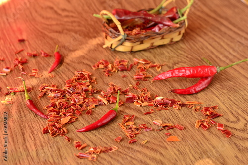 Photo: Dried and fresh chilli, selective focus Dried and fresh chilli, selective focus