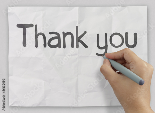 Photo: hand writing Thank you hand writing Thank you