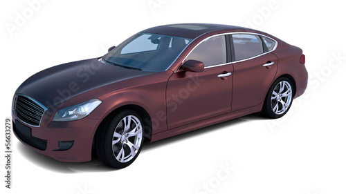 Illustration: Limousine weinrot, schräg von vorn, freigestellt Limousine weinrot, schräg von vorn, freigestellt