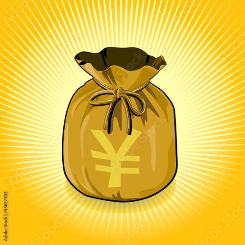 Vector: Japan YEN Gold Bag of Money Save for Success Japan YEN Gold Bag of Money Save for Success