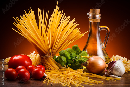Photo: Pasta and fresh vegetables Pasta and fresh vegetables
