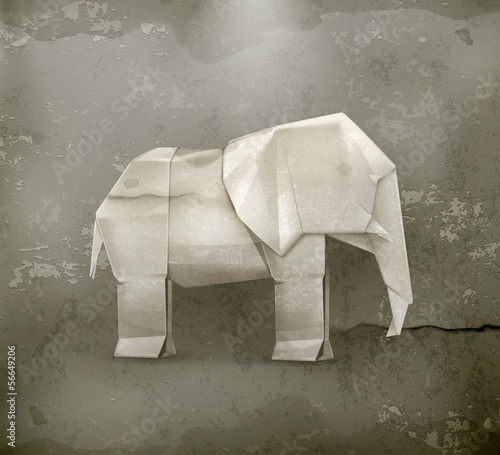 Vector: Origami elephant, old style Origami elephant, old style