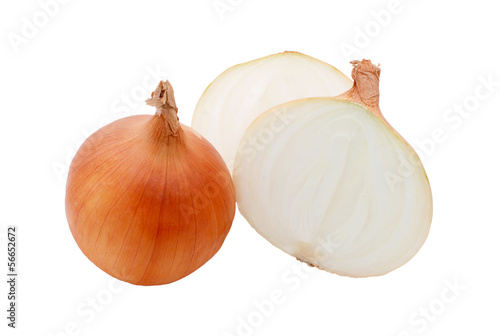 Photo: Two white onions, whole and halved Two white onions, whole and halved