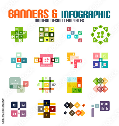 Vector: Set of modern geometrical banners and infographics Set of modern geometrical banners and infographics