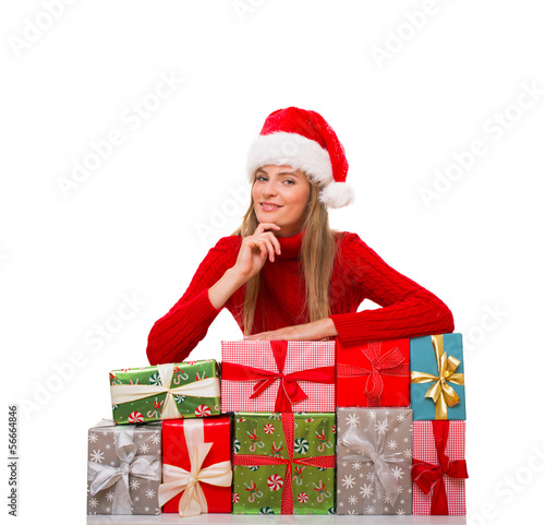 Photo: frau mit geschenken frau mit geschenken