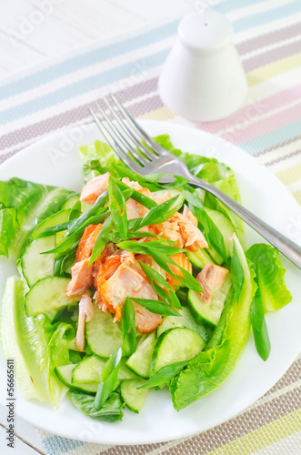 Photo: salad with salmon and cucumbers salad with salmon and cucumbers
