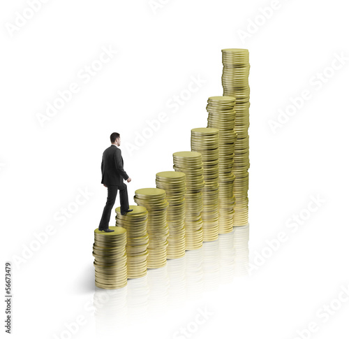 Photo: man walking on coins man walking on coins