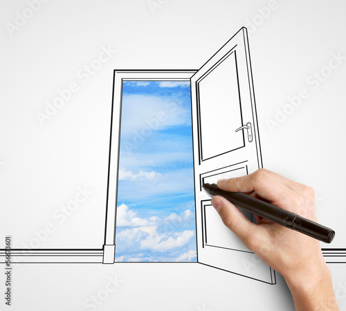 Photo: hand drawing door hand drawing door