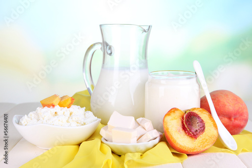 Photo: Fresh dairy products with peaches Fresh dairy products with peaches
