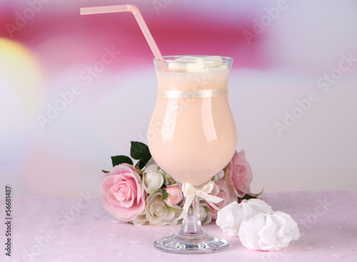 Photo: Tasty yogurt with marshmallows, close up Tasty yogurt with marshmallows, close up