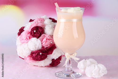 Photo: Tasty yogurt with marshmallows, close up Tasty yogurt with marshmallows, close up