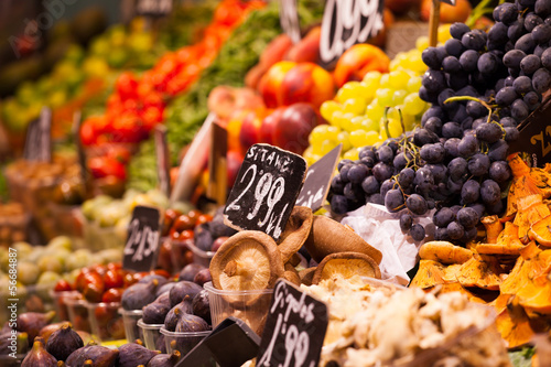 Fototapeta Fruits market, in La Boqueria,Barcelona famous marketplace