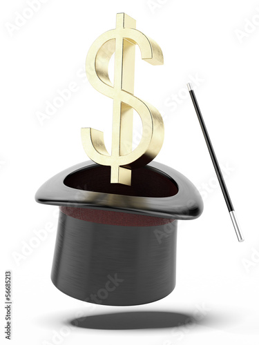 Illustration: Sign of dollar in a cylinder Sign of dollar in a cylinder