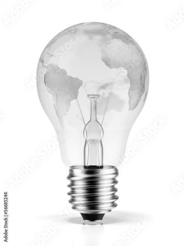 Illustration: bulb with a world map (image furnished by NASA) bulb with a world map (image furnished by NASA)
