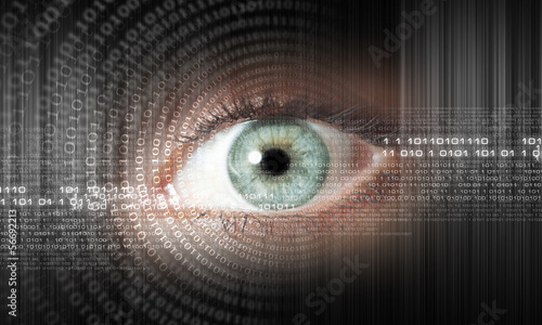 Photo: Digital image of woman's eye. Security concept Digital image of woman's eye. Security concept