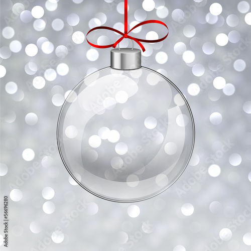 Vector: Silver christmas background with glass ball. Silver christmas background with glass ball.