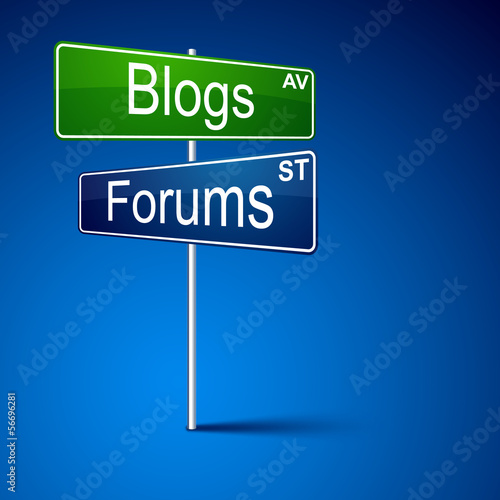 Vector: Blogs forums direction road sign. Blogs forums direction road sign.