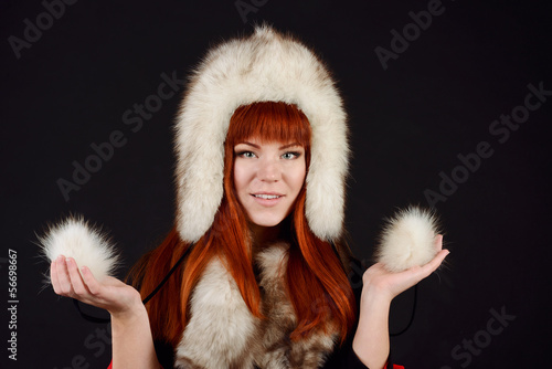 Photo: girl wearing fur hat girl wearing fur hat