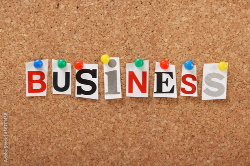 Photo: The word Business on a cork notice board The word Business on a cork notice board
