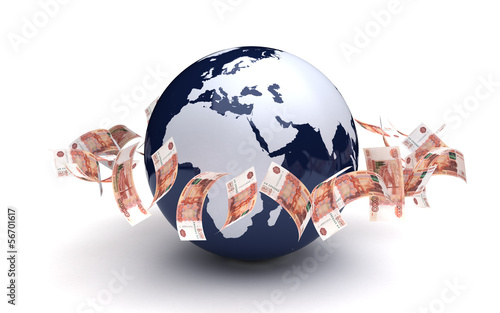 Illustration: Global Business Ruble Currency Global Business Ruble Currency