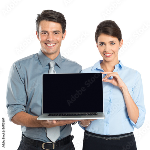 Photo: Businesspeople Showing Laptop Businesspeople Showing Laptop