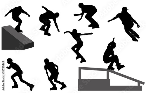 Vector: rollerblade silhouettes - vector rollerblade silhouettes - vector