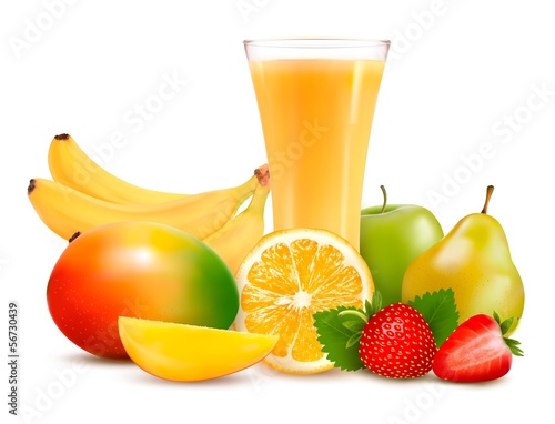 Vector: Group of summer and tropical fruit.Vector Group of summer and tropical fruit.Vector