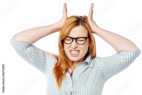 Photo: Frustrated woman expressing breakdown Frustrated woman expressing breakdown