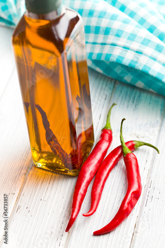 Photo: olive oil with chili peppers olive oil with chili peppers