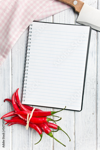 Photo: recipe book with chili peppers recipe book with chili peppers