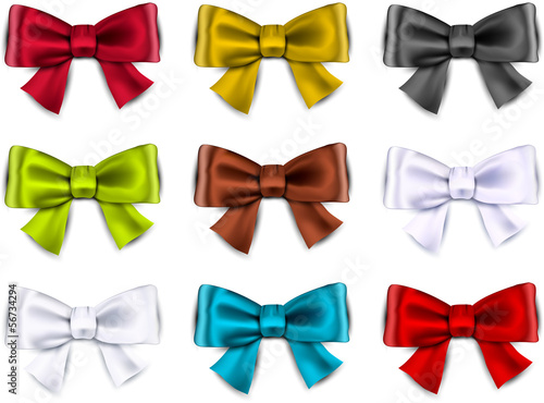 Vector: Satin color ribbons. Gift bows. Satin color ribbons. Gift bows.