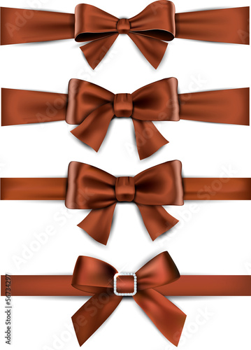 Vector: Satin brown ribbons. Gift bows. Satin brown ribbons. Gift bows.