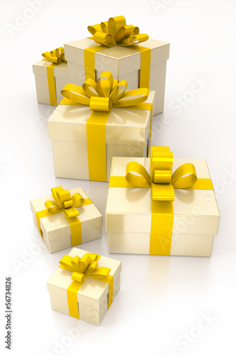 Illustration: gift boxes yellow gift boxes yellow