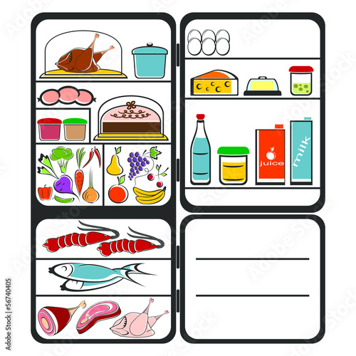 Vector: Refrigerator with food Refrigerator with food