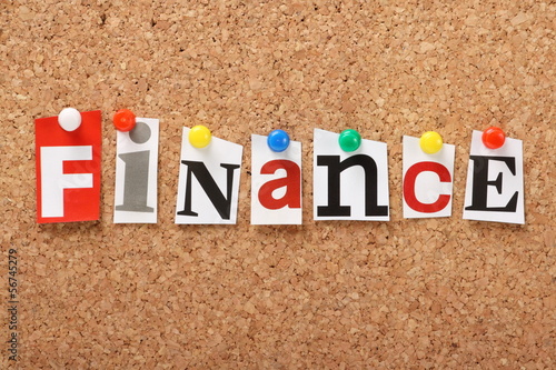 Photo: The word Finance on a cork notice board The word Finance on a cork notice board