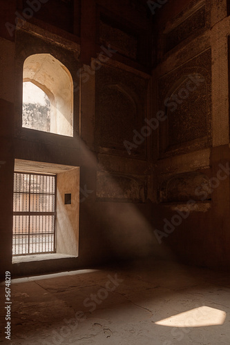 Photo: Ray of sun coming through window in Agra fort Ray of sun coming through window in Agra fort
