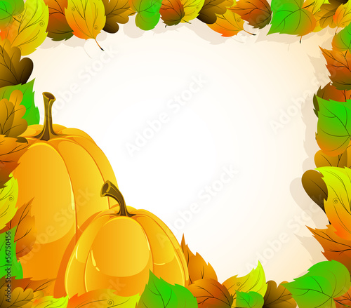 Vector: Pumpkins and leaves Pumpkins and leaves
