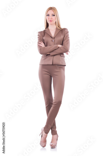 Photo: Model wearing fashionable clothing on white Model wearing fashionable clothing on white