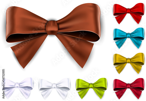 Vector: Satin color ribbons. Gift bows. Satin color ribbons. Gift bows.
