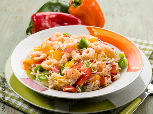 Photo: basmati rice with capsicum and shrimp basmati rice with capsicum and shrimp