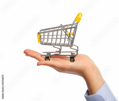 Photo: Hand with a shopping cart. Hand with a shopping cart.