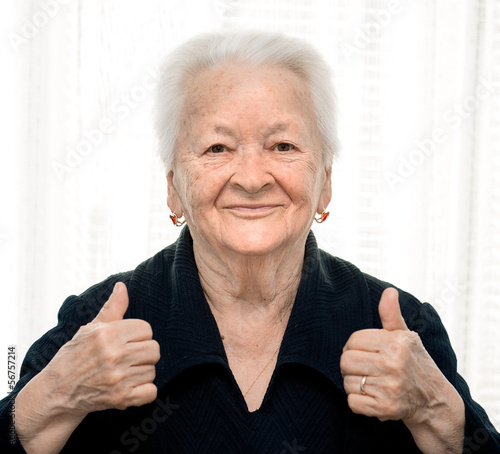 Photo: Senior woman showing ok sign Senior woman showing ok sign