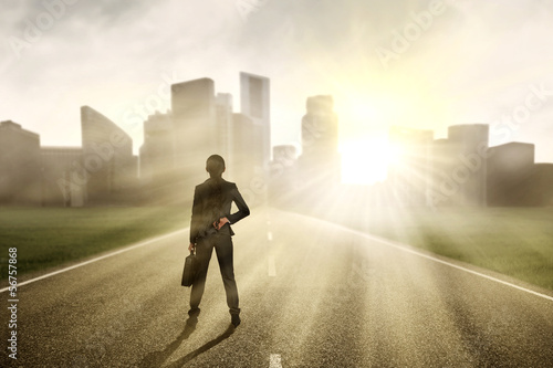 Photo: Businesswoman looking for a new future Businesswoman looking for a new future