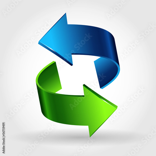 Vector: Green Blue Arrows Sign Isolated On White Green Blue Arrows Sign Isolated On White